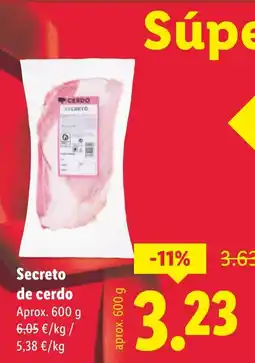 Lidl Secreto de cerdo oferta