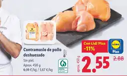 Lidl Contramuslo de pollo deshuesado oferta