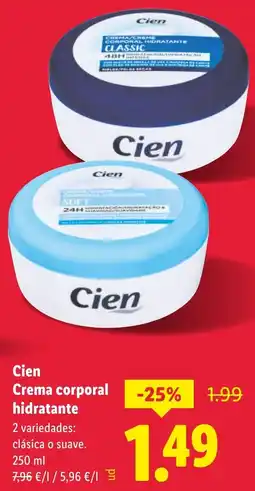 Lidl CIEN Crema corporal hidratante oferta