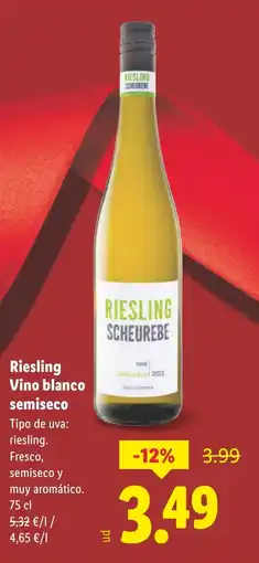 Lidl Riesling Vino blanco semiseco oferta