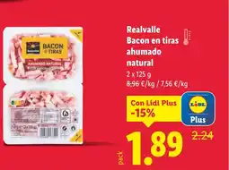 Lidl Realvalle Bacon en tiras ahumado natural oferta