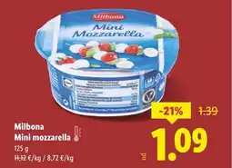 Lidl MILBONA Mini mozzarella oferta