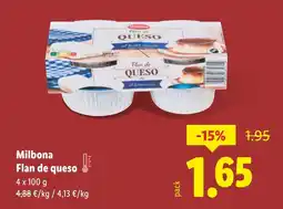 Lidl MILBONA Flan de queso oferta