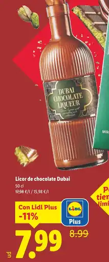 Lidl Licor de chocolate Dubai oferta