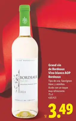 Lidl Grand vin de Bordeaux Vino blanco AOP Bordeaux oferta