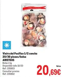 Makro ARISTEUS Vieira del Pacífico 1/2 concha 20/30 piezas/bolsa oferta