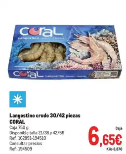Makro CORAL Langostino crudo 30/42 piezas oferta