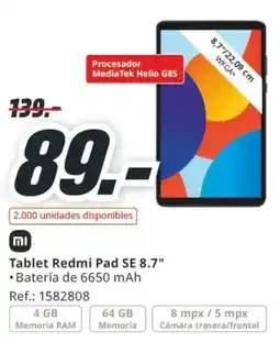MediaMarkt Tablet Redmi Pad SE 8.7" oferta