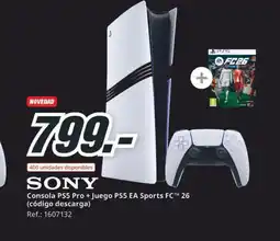 MediaMarkt SONY Consola PS5 Pro + Juego PS5 EA Sports FC™M 26 (código descarga) oferta