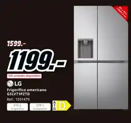 MediaMarkt LG Frigorífico americano GSLV71PZTD oferta