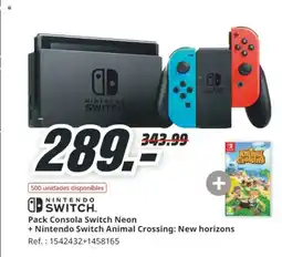MediaMarkt NINTENDO SWITCH Pack Consola Switch Neon + Nintendo Switch Animal Crossing: New horizons oferta