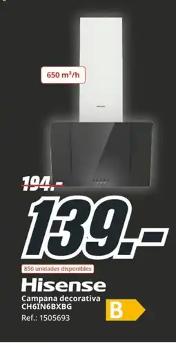 MediaMarkt HISENSE Campana decorativa CH6IN6BXBG oferta