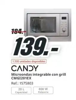MediaMarkt CANDY Microondas integrable con grill CMGI201EX oferta