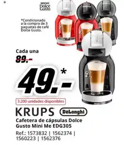 MediaMarkt KRUPS DELONGHI Cafetera de cápsulas Dolce Gusto Mini Me EDG305 oferta