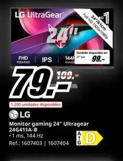MediaMarkt LG Monitor gaming 24" Ultragear 24G411A-B oferta