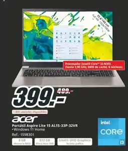 MediaMarkt ACER Portátil Aspire Lite 15 AL15-33P-32VR oferta