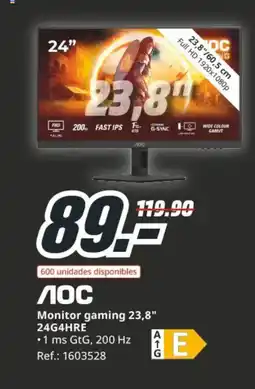 MediaMarkt AOC Monitor gaming 23,8" 24G4HRE oferta