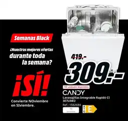 MediaMarkt CANDY Lavavajillas Integrable Rapidó CI oferta