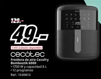 CECOTEC Freidora de aire Cecofry Bombastik 6000