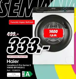 MediaMarkt HAIER Lavadora I-Pro Series 3 HW90-BP14939-S oferta