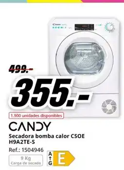 MediaMarkt CANDY Secadora bomba calor CSOE H9A2TE-S oferta