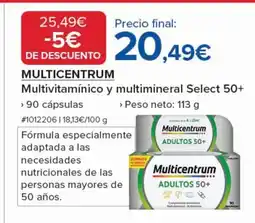 Costco MULTICENTRUM Multivitamínico y multimineral Select 50+ oferta