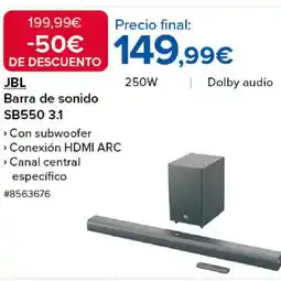 Costco JBL Barra de sonido SB550 3.1 oferta