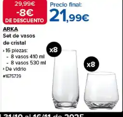 Costco ARKA Set de vasos de cristal oferta