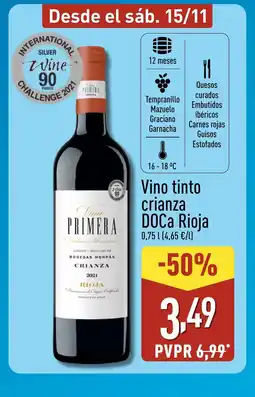 ALDI Vino tinto crianza DOCa Rioja oferta