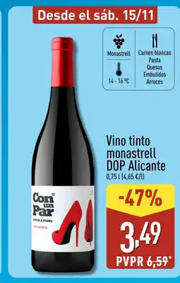 ALDI Vino tinto monastrell DOP Alicante oferta
