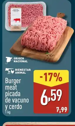 ALDI Burger meat picada de vacuno y cerdo oferta