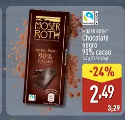ALDI MOSER ROTH Chocolate negro 90% cacao oferta