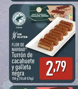 ALDI FLOR DE NAVIDAD Turrón de cacahuete y galleta negra oferta