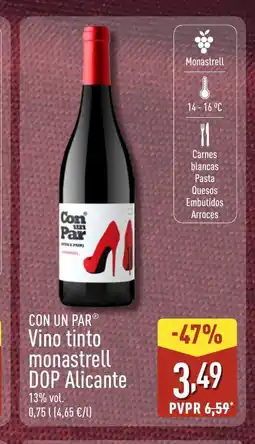 ALDI CON UN PAR Vino tinto monastrell DOP Alicante oferta