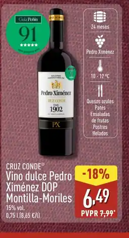ALDI CRUZ CONDE Vino dulce Pedro Ximénez DOP Montilla-Moriles oferta