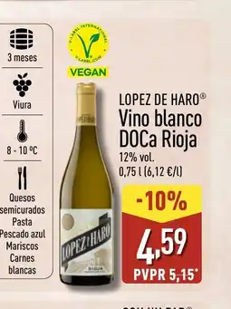ALDI LOPEZ DE HARO Vino blanco DOCa Rioja oferta