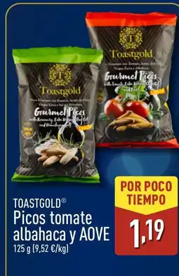 ALDI TOASTGOLD Picos tomate albahaca y AOVE oferta