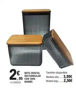 E.Leclerc Bote cristal rectangular con tapa bambu oferta