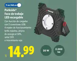 Lidl PARKSIDE Foco de trabajo LED recargable oferta