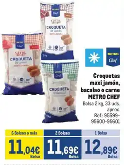 Makro METRO CHEF Croquetas maxi jamón, bacalao o carne oferta