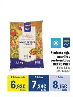 Makro METRO CHEF Pimiento rojo, amarillo y verde en tiras oferta