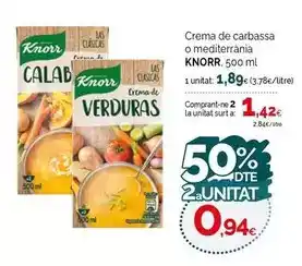 Condis Knorr - crema de carbassa o mediterrània oferta