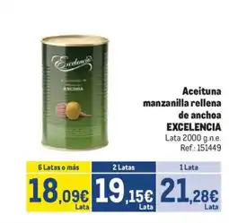 Makro EXCELENCIA Aceituna manzanilla rellena de anchoa oferta