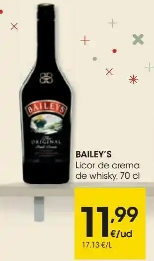 Licor de crema de whisky, 70 cl bailey's