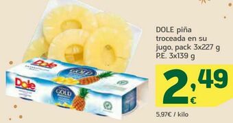 HiperDino Dole piña troceada en su jugo oferta