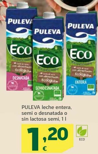 HiperDino Puleva leche entera, semi o desnatada o sin lactosa semi oferta