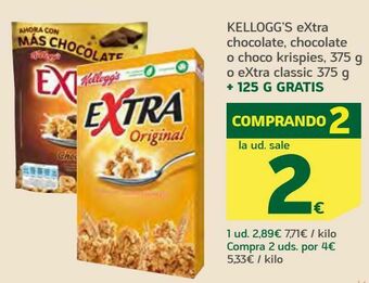 HiperDino Kellogg's extra chocolate, chocolate o choco krispies o extra classic oferta