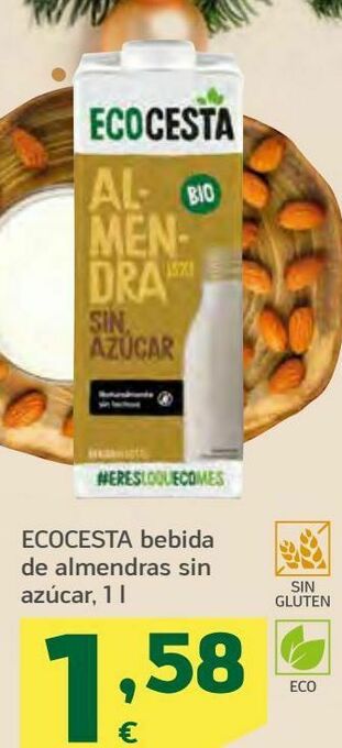 HiperDino Ecocesta bebida de almendras sin azúcar oferta