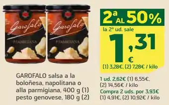HiperDino Garofalo salsa a la boloñesa, napolitana o alla parmigiana, pesto genovese oferta
