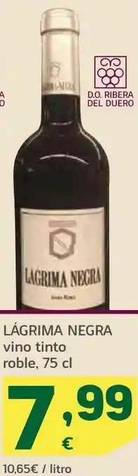 HiperDino Lágrima negra vino tinto roble oferta